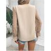 imageSweatyRocks Womens V Neck Tops Pearls Beaded Sheer Mesh Sleeve Elegant BlouseApricot