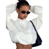 imageSweatyRocks Womens ZipFront Pocket Jacket Solid Casual Windbreaker Crop TopsWhite