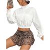 imageSweatyRocks Womens ZipFront Pocket Jacket Solid Casual Windbreaker Crop TopsWhite