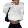 imageSweatyRocks Womens ZipFront Pocket Jacket Solid Casual Windbreaker Crop TopsWhite