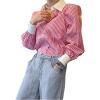 imageSweatyRocks Womens Button Down Blouse Striped Long Sleeve Collared Office Work TopsPink