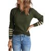 imageSweatyRocks Womens Casual Colorblock Striped Sweater Crewneck Long Sleeve Pullover Knit TopsDark Green