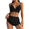 imageSweatyRocks Womens Lace Lingerie Set Bra and Boyshorts Underwear Sets SleepwearBlack