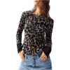 imageSweatyRocks Womens Leopard Print Tee Tops Long Sleeve Crew Neck Slim Fit T ShirtsBlack