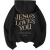 imageSweatyRocks Womens Letter Graphic Drawstring Hoodies Long Sleeve Pullovers Sweatshirts TopsBlack