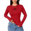 imageSweatyRocks Womens Long Sleeve Y2k Basic Crop Top Goth Slim Fit Summer Workout T ShirtRed