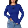 imageSweatyRocks Womens Long Sleeve Y2k Basic Crop Top Goth Slim Fit Summer Workout T ShirtRoyal Blue