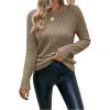 imageSweatyRocks Womens Long Sleeves Fuzzy Knitted Sweater Crew Neck Casual Plain Pullover TopsKhaki