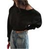 imageSweatyRocks Womens Off The Shoulder Sweatshirt Casual Long Sleeve Pullover Crop TopsBlack