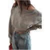 imageSweatyRocks Womens Off The Shoulder Sweatshirt Casual Long Sleeve Pullover Crop TopsGrey