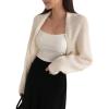 imageSweatyRocks Womens Open Front Cropped Cardigan Long Sleeve Bolero Shrug SweaterWhite