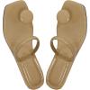 imageSweatyRocks Womens PU Leather Open Square Toe Thong Sandals Round Decor Outdoor Flat SandalsApricot