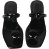 imageSweatyRocks Womens PU Leather Open Square Toe Thong Sandals Round Decor Outdoor Flat SandalsBlack