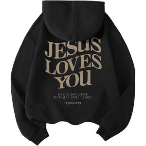 imageSweatyRocks Womens Letter Graphic Drawstring Hoodies Long Sleeve Pullovers Sweatshirts TopsBlack