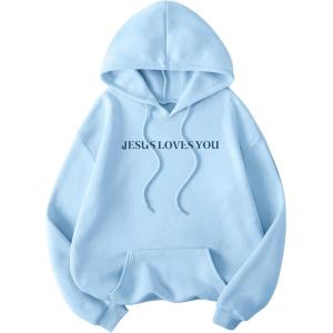 imageSweatyRocks Womens Letter Graphic Drawstring Hoodies Long Sleeve Pullovers Sweatshirts TopsBlue