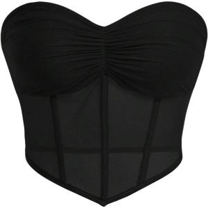 imageSweatyRocks Womens Tube Tops Summer Sheer Mesh Bandeau Strapless Sleeveless Y2K Corset Crop TopBlack