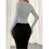imageSweatyRocks Womens 2 Pack Yoga Shirts Wrap Ruched Tie Front Long Sleeve Workout T ShirtsBlack and Grey