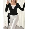 imageSweatyRocks Womens 2 Pack Yoga Shirts Wrap Ruched Tie Front Long Sleeve Workout T ShirtsMulticolor