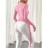imageSweatyRocks Womens 2 Pack Yoga Shirts Wrap Ruched Tie Front Long Sleeve Workout T ShirtsPink and White