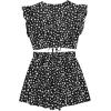 imageSweatyRocks Womens 2 Piece Boho Butterfly Sleeve Knot Front Crop Top with Shorts SetBlack White