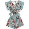 imageSweatyRocks Womens 2 Piece Boho Butterfly Sleeve Knot Front Crop Top with Shorts SetLight Green