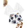 imageSweatyRocks Womens 2 Piece Boho Butterfly Sleeve Knot Front Crop Top with Shorts SetWhite