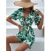 imageSweatyRocks Womens 2 Piece Boho Butterfly Sleeve Knot Front Crop Top with Shorts SetWhite Green