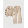 imageSweatyRocks Womens 2 Piece Outfit Letter Graphic Long Sleeve Hoodies and Sweatpants SetsApricot