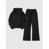 imageSweatyRocks Womens 2 Piece Outfit Letter Graphic Long Sleeve Hoodies and Sweatpants SetsBlack