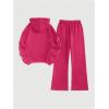 imageSweatyRocks Womens 2 Piece Outfit Letter Graphic Long Sleeve Hoodies and Sweatpants SetsHot Pink