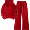 imageSweatyRocks Womens 2 Piece Outfit Letter Graphic Long Sleeve Hoodies and Sweatpants SetsRed