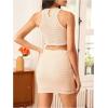 imageSweatyRocks Womens 2 Piece Outfits Crewneck Crop Tank Tops and Mini Skirts SetsWhite