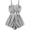 imageSweatyRocks Womens 2 Piece Outfits Summer Sleeveless Tie Back Crop Cami Top and Shorts SetBlack