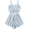 imageSweatyRocks Womens 2 Piece Outfits Summer Sleeveless Tie Back Crop Cami Top and Shorts SetStripe