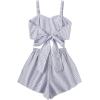 imageSweatyRocks Womens 2 Piece Outfits Summer Sleeveless Tie Back Crop Cami Top and Shorts SetStripe Blue