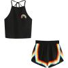 imageSweatyRocks Womens 2 Piece Set Halter Crop Top and Shorts SetBlack