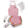 imageSweatyRocks Womens 2 Piece Set Halter Crop Top and Shorts SetDusty Pink