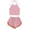 imageSweatyRocks Womens 2 Piece Set Halter Crop Top and Shorts SetDusty Pink
