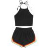 imageSweatyRocks Womens 2 Piece Set Halter Crop Top and Shorts SetPocketblack1