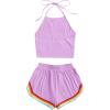 imageSweatyRocks Womens 2 Piece Set Halter Crop Top and Shorts SetPurple