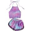 imageSweatyRocks Womens 2 Piece Set Halter Crop Top and Shorts SetTie Dye2