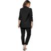 imageSweatyRocks Womens 2 Piece Solid Ruched Sleeve Blazer and Pants Business Office Suit SetBlack