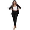 imageSweatyRocks Womens 2 Piece Solid Ruched Sleeve Blazer and Pants Business Office Suit SetBlack