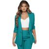 imageSweatyRocks Womens 2 Piece Solid Ruched Sleeve Blazer and Pants Business Office Suit SetCadet Blue