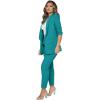 imageSweatyRocks Womens 2 Piece Solid Ruched Sleeve Blazer and Pants Business Office Suit SetCadet Blue
