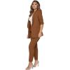 imageSweatyRocks Womens 2 Piece Solid Ruched Sleeve Blazer and Pants Business Office Suit SetCoffee Brown