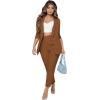 imageSweatyRocks Womens 2 Piece Solid Ruched Sleeve Blazer and Pants Business Office Suit SetCoffee Brown