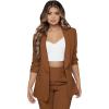 imageSweatyRocks Womens 2 Piece Solid Ruched Sleeve Blazer and Pants Business Office Suit SetCoffee Brown