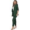 imageSweatyRocks Womens 2 Piece Solid Ruched Sleeve Blazer and Pants Business Office Suit SetDark Green