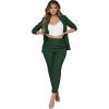 imageSweatyRocks Womens 2 Piece Solid Ruched Sleeve Blazer and Pants Business Office Suit SetDark Green